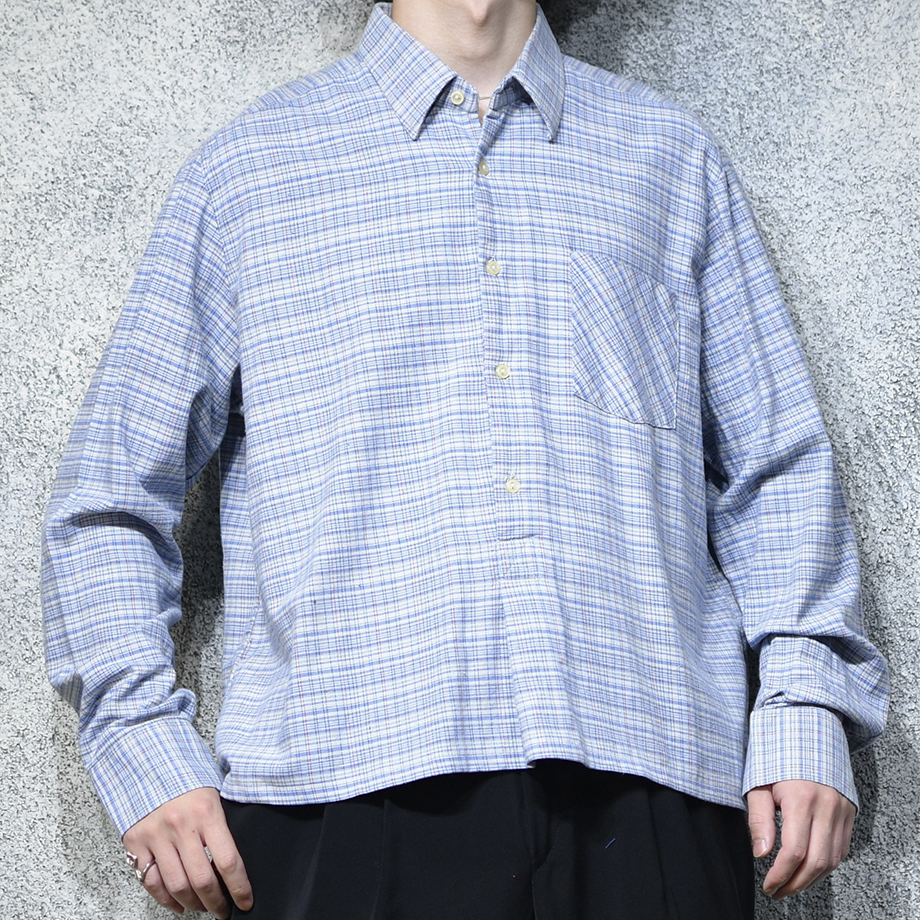 short length check grandpa shirt