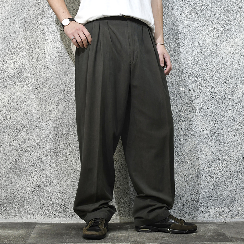 special BARBONI rayon blend wide slacks khaki