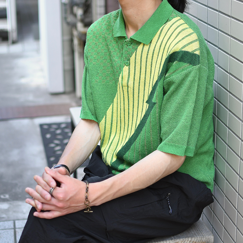 lightning design knit polo