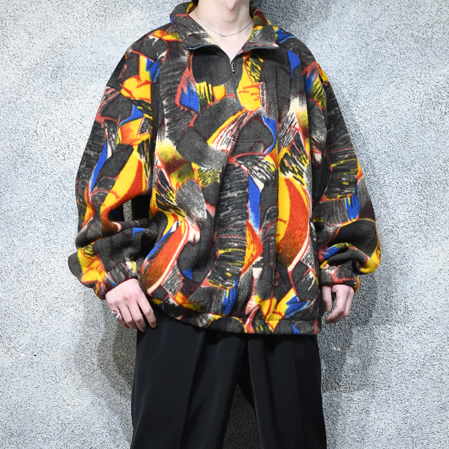 paint pattern half zip fleece