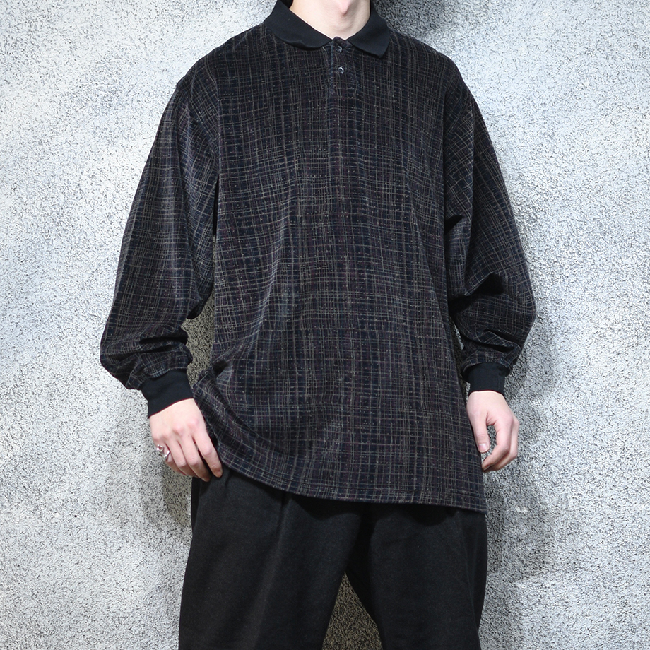 pattern velour polo shirt