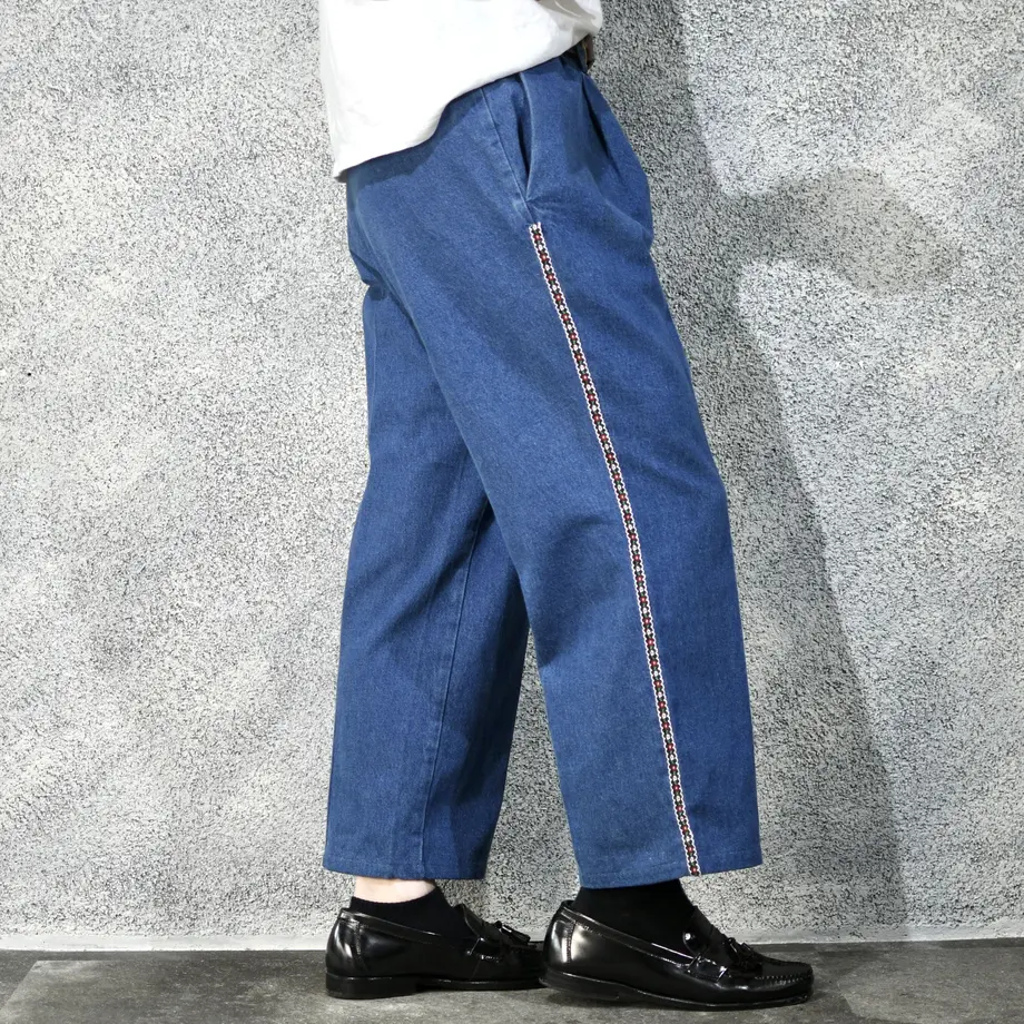 tyrolean × denim slacks side line pants
